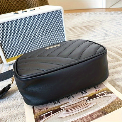 Elegant Square Crossbody Bag with Adjustable Strap & Golden-Tone