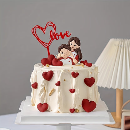 10pcs Red Love Heart Cake Topper Picks – Plastic Cupcake Flags with "LOVE" Design for Birthdays, Weddings, Anniversaries, Graduations, Mother'S Day – Festive Dessert Decorations for Party Celebrations, Cupcake Accessories