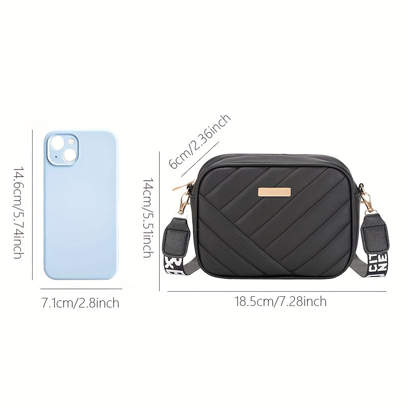 Elegant Square Crossbody Bag with Adjustable Strap & Golden-Tone