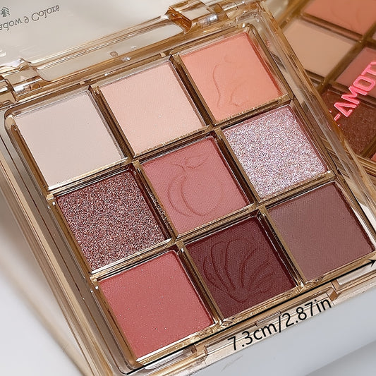 9-Color Eyeshadow Palette - Matte & Shimmery Finish, Waterproof & Sweatproof, Professional Makeup Set, Mixed Brown Tones, Long-Lasting Eye Shadow Kit