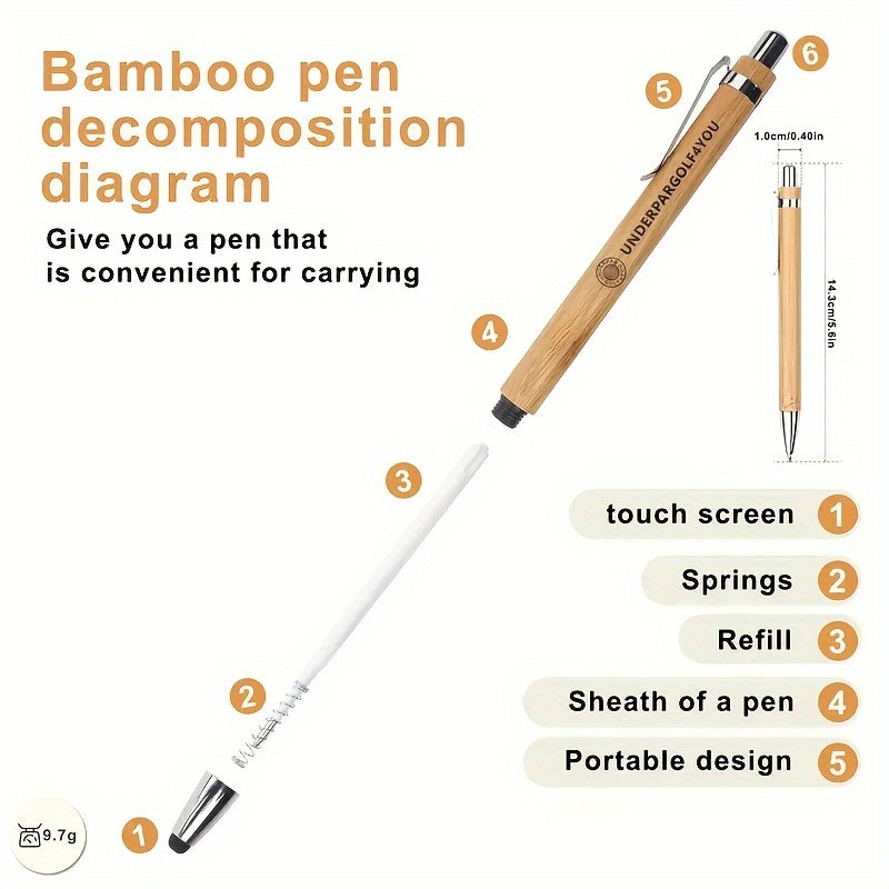 30pcs Customized Engraved Bamboo Pens, Black Ink, Stick Construction, for Teachers, Office, Supplies, Colleagues, Employee Appreciation Gifts - Ideal for Camping Stationery, Customized Stationery, Corporate Giveaways, Teacher