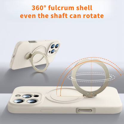 Luxury Multicolor Liquid Matte Stand Phone Case for iPhone 16 15 14 13 Pro Max Magnetic Wireless Charging 360°Rotating Desktop Bracket 16ProMax Cases Shockproof Back Cover