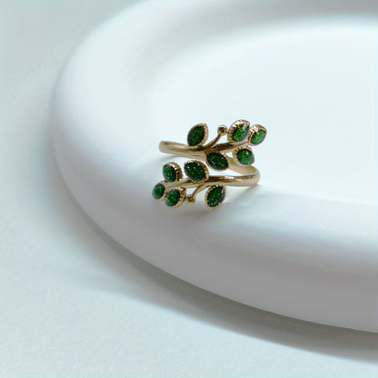 luxury leaf-shaped open ring