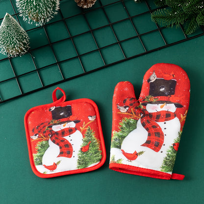 Festive Christmas Oven Mitts - 2 Pieces Set: Perfect for Baking and Cooking - Hand Wash Only - 17cm x 6.69in