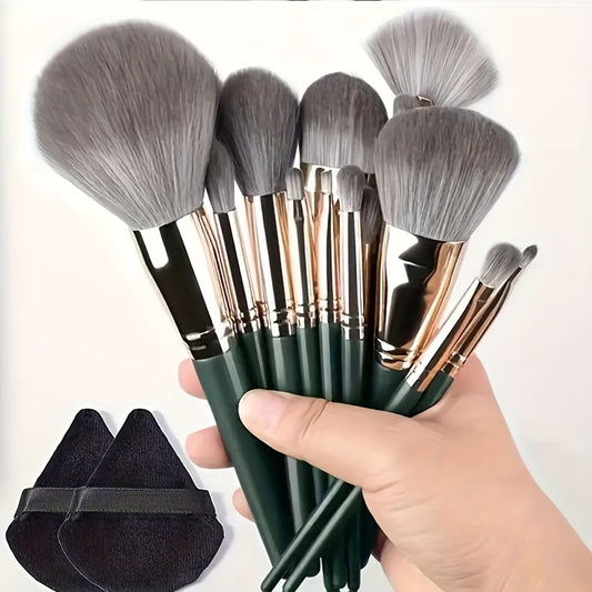 14 green cloud makeup brush set soft bristle loose plastered concealer brush full set of student affordable high quality portable brushes, Makeup Brushes Set, Makeup Brushes Set with Case, Makeup Brushes Set Professional, Mak