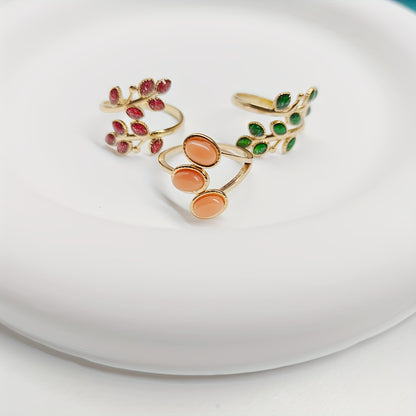 luxury leaf-shaped open ring