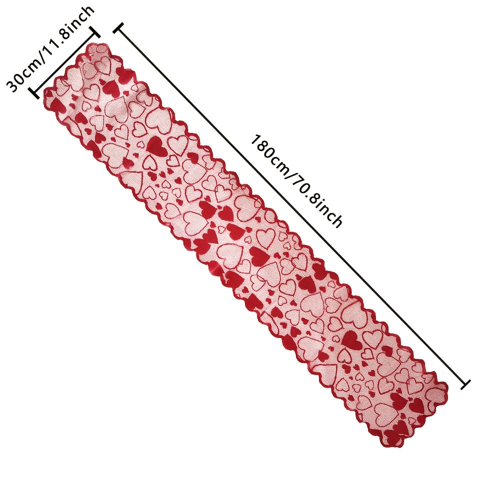 1/5pcs Valentine's Day heart-shaped red lace table flag placemat set for home decoration, anniversary parties, romantic home decoration tablecloths for weddings and Valentine's Day decorations