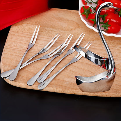 1 Set Zinc Alloy Swan Spoon Fork Rest, Stainless Steel, New Style, for Kitchen, Restaurant, Camping