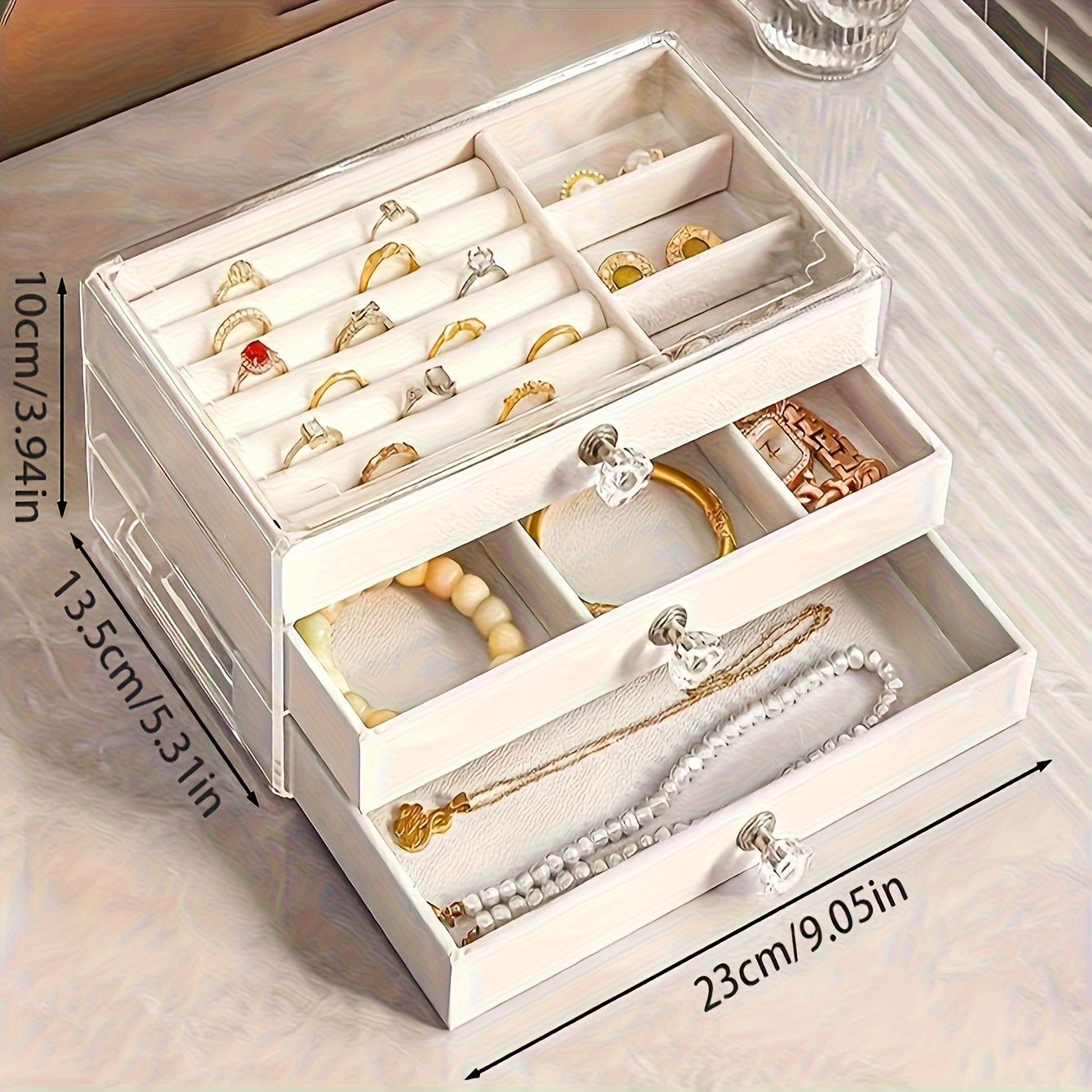 Cosmetic Storage Box - Single-Layer Acrylic Jewelry Storage Box with Drawers