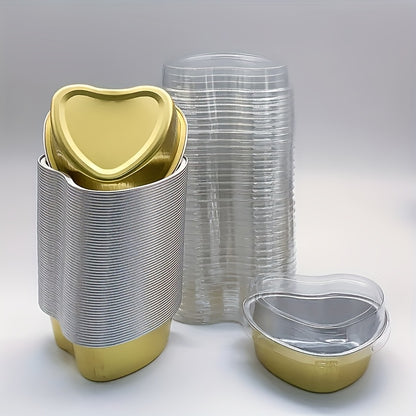 50pcs Heart-Shaped Cake Cups with Lids, Heat-Resistant Baking Molds for Valentine's Day, Wedding, Mother's Day, Birthday & Christmas!