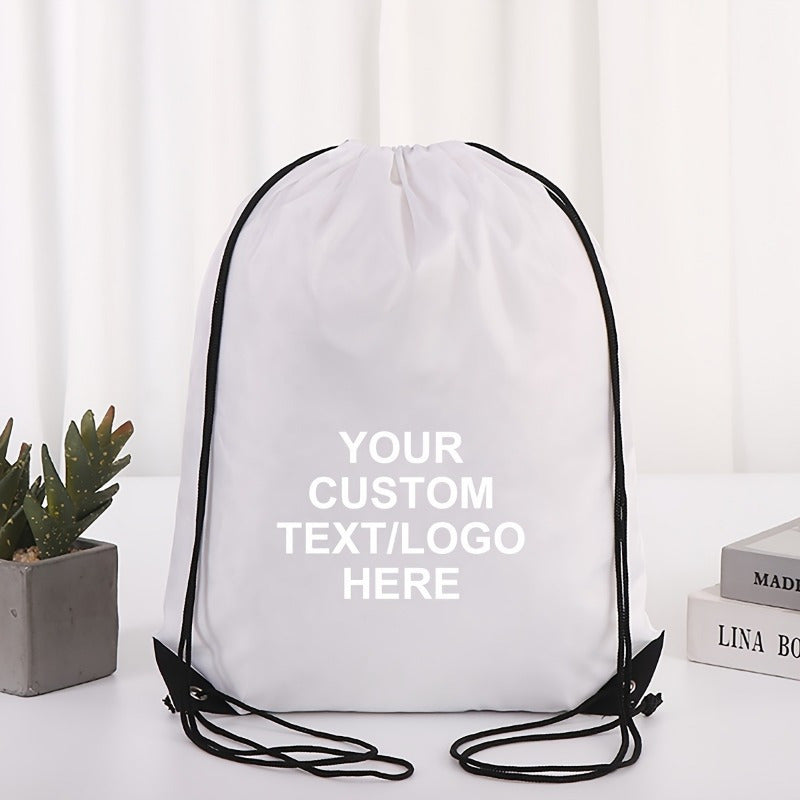10/20pcs Customizable Polyester Drawstring Backpacks - Personalized Text/Logo, Lightweight Durable Multi-Use Bags for Weddings, Birthdays, Graduation Gifts, Events - Sky Blue, Red, Navy, Black, Event Gift Bags, Bold Visual Ap