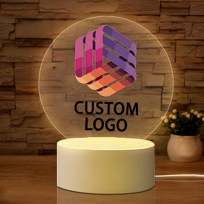 1pc Custom Logo Night Light - Personalized USB-Powered Desktop Sign with Adjustable Lighting, Durable Plastic Design for Office, Home & Christmas Decor, Indoor/Outdoor Use, Warm Glow Illumination, Home Ambient Lighting | Ambi