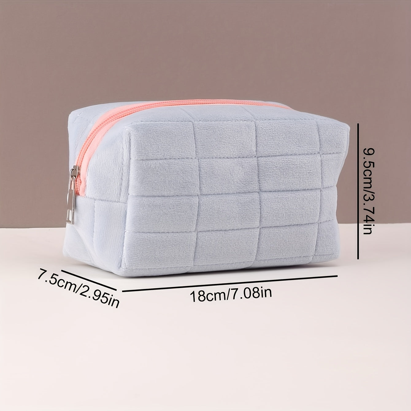 Soft Plaid Polyester Makeup Bag - Large Capacity, Odorless Travel Cosmetic Pouch with Zipper for Brushes & Storage,