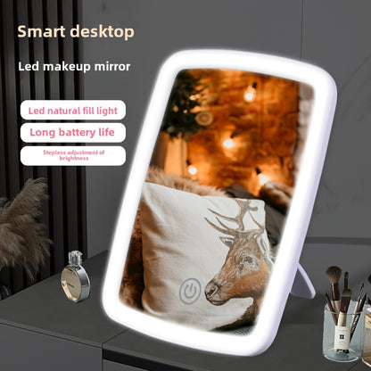 LED Makeup Mirror: Tri-Color Touch Control Dimmable Warm/White/Natural Light, Foldable & Portable Design (Battery Not Included), Long Press to Adjust Brightness – Perfect for Valentine'S Day/Birthday Gift