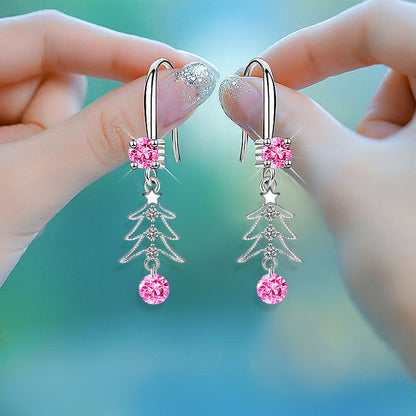 Christmas Tree Water Droplet Pendant Earrings