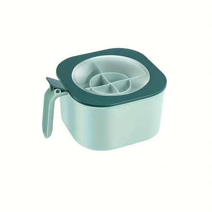 Large Capacity Spice Box with Lid and Spoon - Durable ABS Material, 4-Compartment Multi-Purpose Kitchen Seasoning Storage Container for Home Organization, Salt Shaker Set, Convenient Combination Use (Suitable for All Seasons)