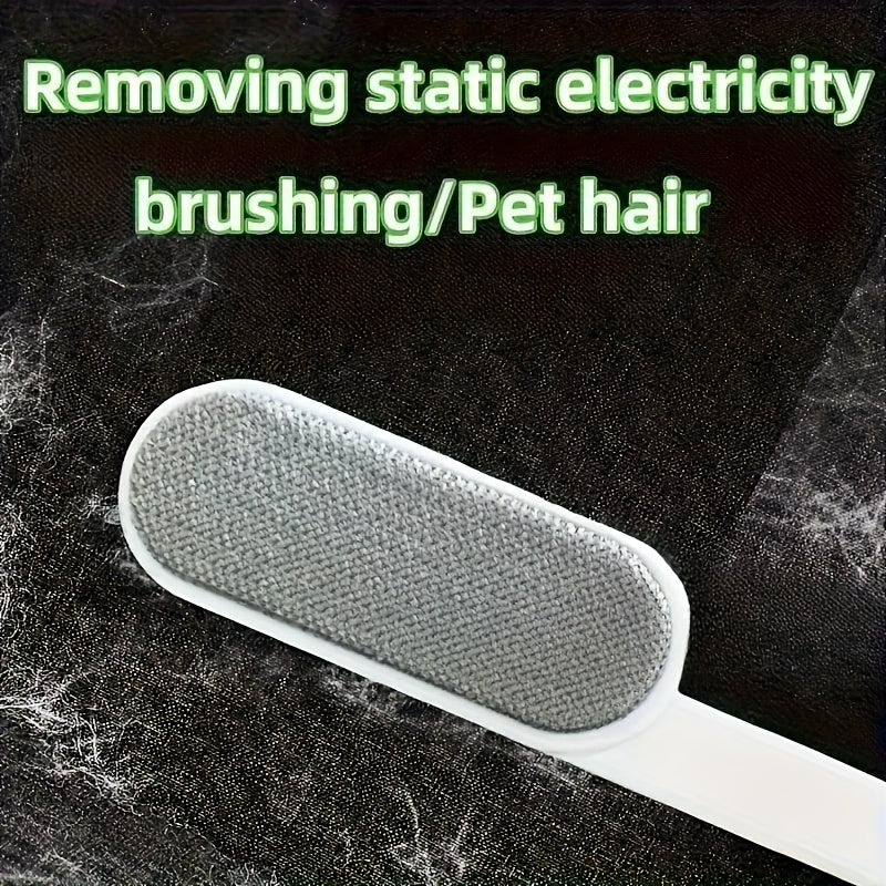 A Double-Sided Manual Dust Brush, a Reusable Pet Hair Remover Suitable for Clothes, Bedding, Sofas, Furniture, Carpets, And an Anti-Static Tool with a Plastic Handle, Requires No Electricity, Designed for Shedding And Groomin