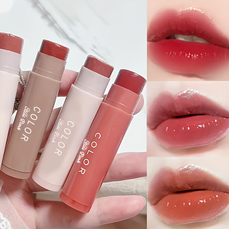 3pcs/1pc Women'S Waterproof Moisturizing Lipstick Set, Featuring 3 Long-Lasting Lip Balms in Natural Shades, Enriched with Plant Squalane for Hydration, Enhancing Lip Color with a Durable Finish, Non-Greasy, Fade-Resistant, S