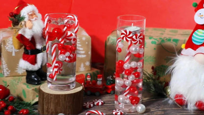 531pcs, Floating Beads for Centerpieces Vases, Vase Fillers, Christmas Vase Filler, White and Red Fake Candy Cane Decor, Christmas Table Decor, Christmas Vase Fillers for Home Table Decorations, Christmas Home Decor
