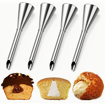 2-Pack Stainless Steel Piping Nozzles, Long Puff Tip, for Baking, Pastry Nozzle for Cookie, Dessert, Cake Decoration, Professional Baking Tools