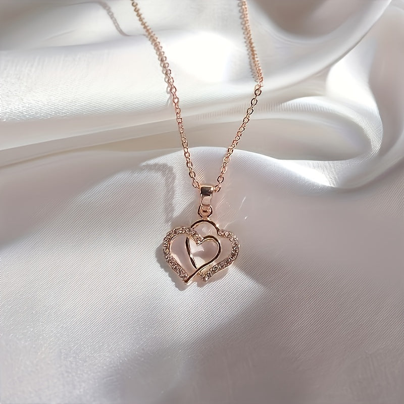 New Simple And Fashionable Irregular Double Heart Necklace Heart Necklace Heart Necklace Valentine's Day Gift