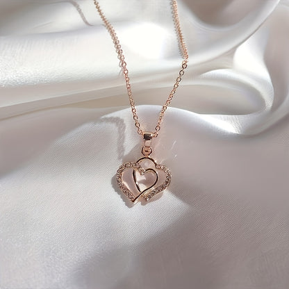 New Simple And Fashionable Irregular Double Heart Necklace Heart Necklace Heart Necklace Valentine's Day Gift