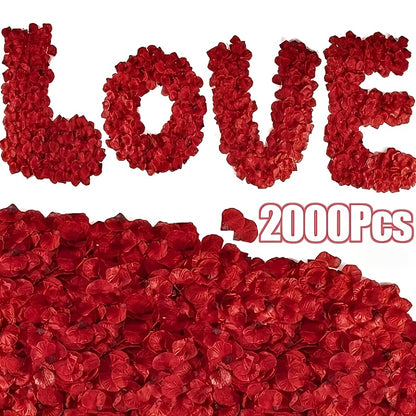 2000pcs Artificial Fake Rose Petals Red Petal Flowers for Romantic Wedding Party Favors Decoration