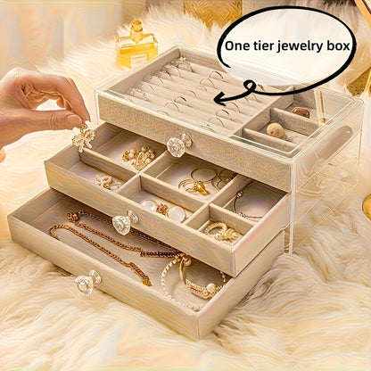 Cosmetic Storage Box - Single-Layer Acrylic Jewelry Storage Box with Drawers