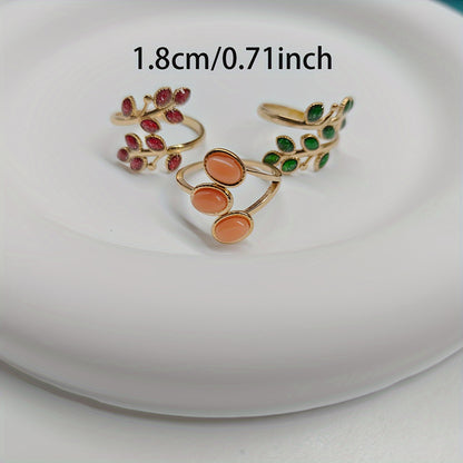 luxury leaf-shaped open ring