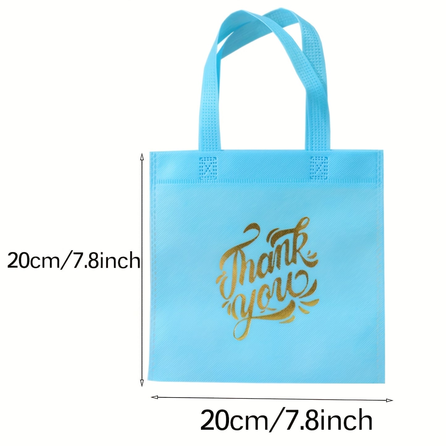 10pcs Thank You Gift Bags - Reusable Non-Woven Tote Bags with Rainbow Colors & Golden Glitter "Thank You" Design, Sturdy Handles for Birthdays, Weddings, Holidays, Small Business Gifts, Small Gift Bags, Event Favor Bags, Eleg