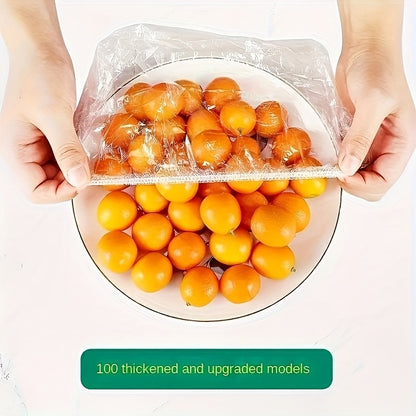 100pcs Reusable Elastic Food Storage Covers - Transparent, Stretchable Plastic Bowl & Plate Sealing Film, Odorless, Alternative to Aluminum Foil & Deli Meat Covers, Food Contact Saf