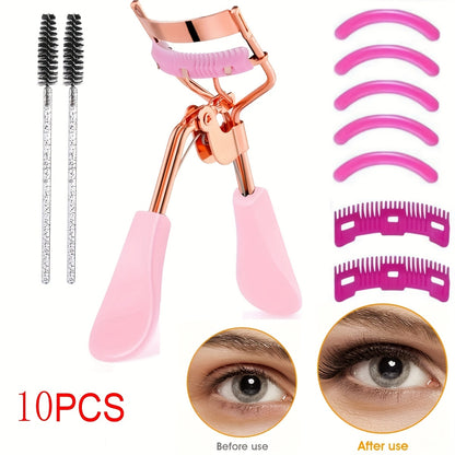 Eyelash Curler, Women's Eyebrow Brush Set, Eyelash Curler with Comb, Eyelash Comb Separator, 3-in-1 Mascara Brush, 2-in-1 Beveled Eyebrow Brush and Comb, Eyelash Curler Replacement Strip, Comb. Suitable for all eye shapes, qu