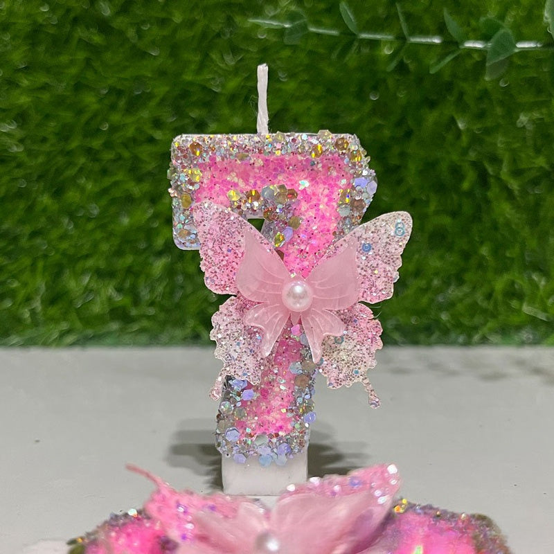 New Cute Pink Butterfly Digital Candles, Birthday Cake Candles, Festival Party Scene Decorations, Candles, Pastel Birthday Candles, Cake Candles Colourful, Birthday Candles for Cake, Candles for Birthday Cake, Flashing Cake C