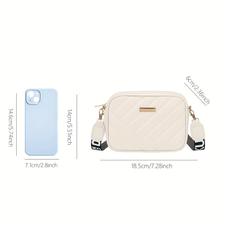 Elegant Square Crossbody Bag with Adjustable Strap & Golden-Tone
