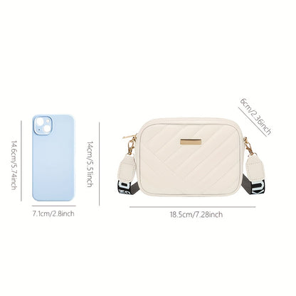 Elegant Square Crossbody Bag with Adjustable Strap & Golden-Tone