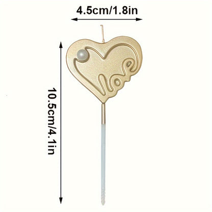 1pc Large Gold Plated Love Heart with Pearl Decoration Candle Cake Decoration