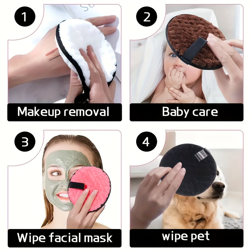 4-Pack Soft Microfiber Face Pads, Reusable Dual-Sided Extraction Pads for Gentle Facial Cleansing and Makeup Application, Daily Face Washing Facial Cleanser