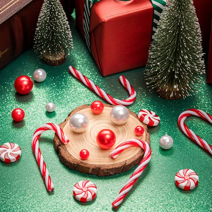 531pcs, Floating Beads for Centerpieces Vases, Vase Fillers, Christmas Vase Filler, White and Red Fake Candy Cane Decor, Christmas Table Decor, Christmas Vase Fillers for Home Table Decorations, Christmas Home Decor