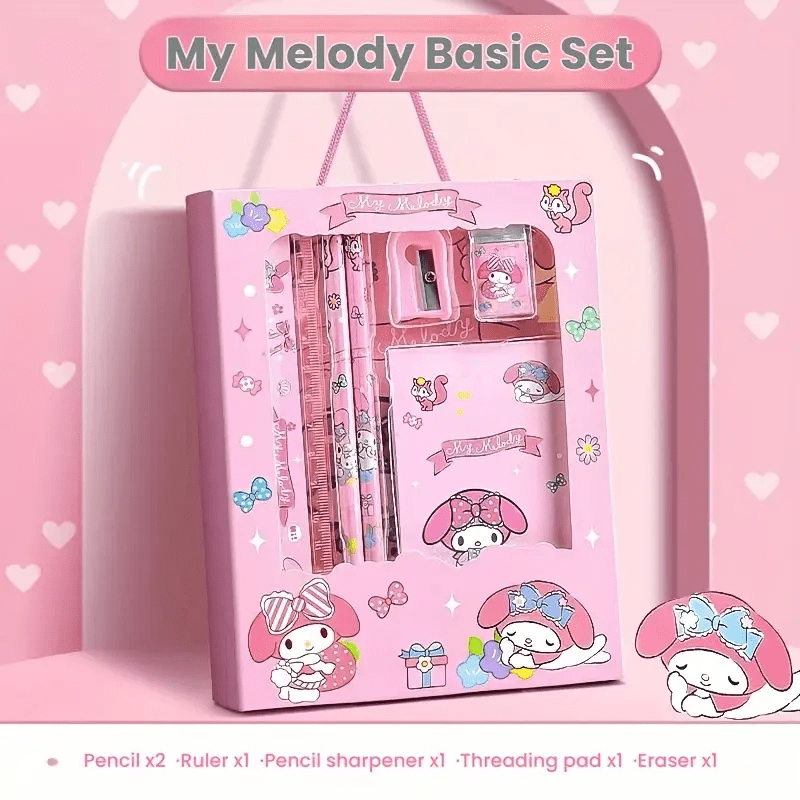 Sanrio for kuromi & for My Melody Stationery Gift Set - Complete Office Supplies Kit with Notebook, Pens, Pencils, and More in a Cute Character-Themed Box, Perfect for Birthdays and Holidays, Birthday Gift|Playful Design|Dura
