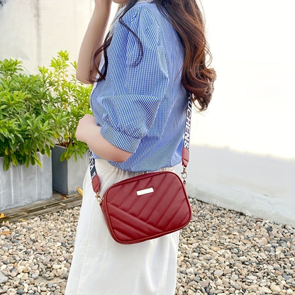 Elegant Square Crossbody Bag with Adjustable Strap & Golden-Tone