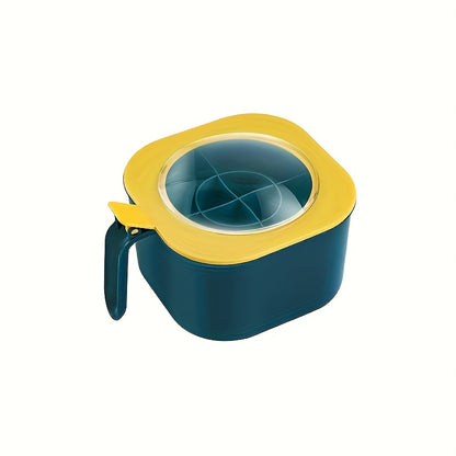 Large Capacity Spice Box with Lid and Spoon - Durable ABS Material, 4-Compartment Multi-Purpose Kitchen Seasoning Storage Container for Home Organization, Salt Shaker Set, Convenient Combination Use (Suitable for All Seasons)