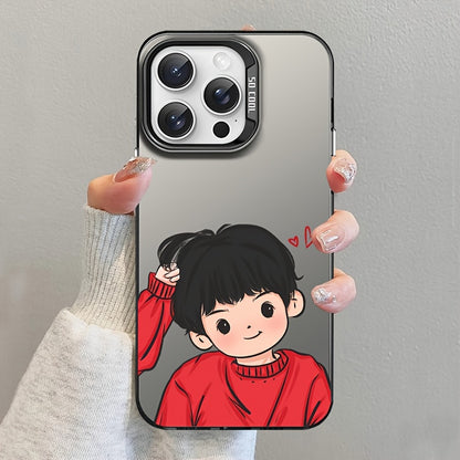 Set of 2: Cartoon Couple Phone Cases in Red, Compatible with All Iphone Models (Perfect Gift for Girlfriend, Boyfriend, Birthday, Or Valentine'S Day)