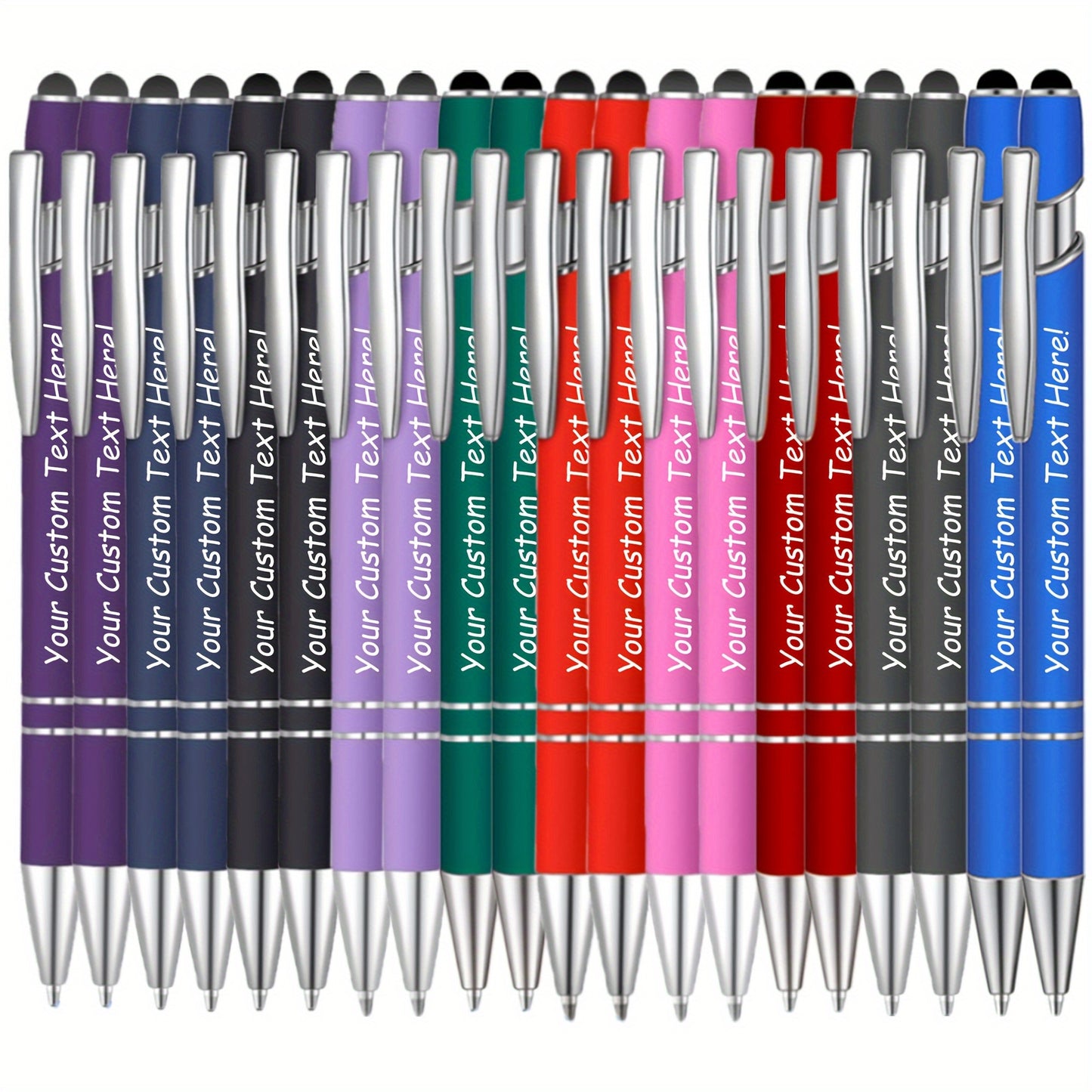 90/80/70/50/30/20pcs Customizable Engraved Ballpoint Pen Set - Personalized Text, Smooth Writing, Touch Screen Compatible, Black Metal Pen Holder, Ideal Gift for Business and School Anniversaries - No Feather Fine Tip Tools,