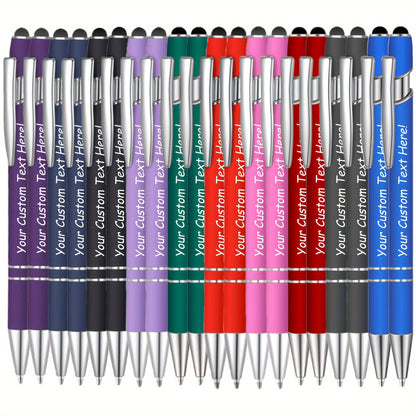 90/80/70/50/30/20pcs Customizable Engraved Ballpoint Pen Set - Personalized Text, Smooth Writing, Touch Screen Compatible, Black Metal Pen Holder, Ideal Gift for Business and School Anniversaries - No Feather Fine Tip Tools,