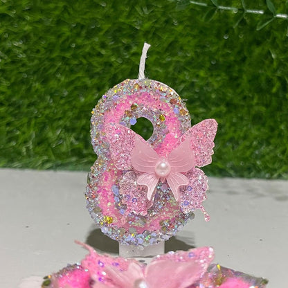 New Cute Pink Butterfly Digital Candles, Birthday Cake Candles, Festival Party Scene Decorations, Candles, Pastel Birthday Candles, Cake Candles Colourful, Birthday Candles for Cake, Candles for Birthday Cake, Flashing Cake C