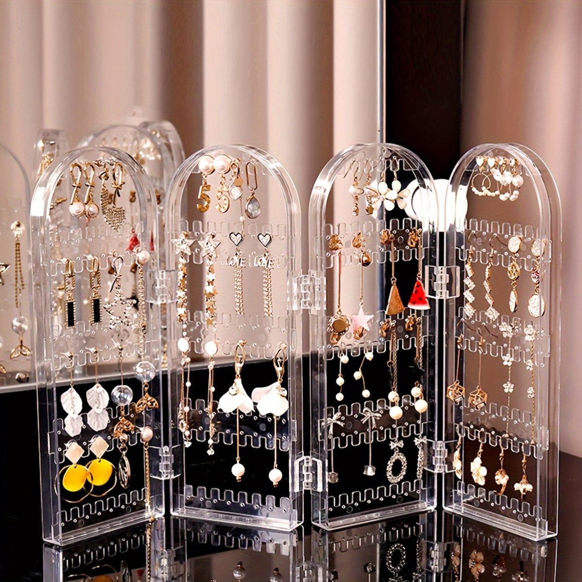 240-Hole Clear Acrylic Earring Display Stand - Large Capacity Jewelry Organizer for Studs, Hoops & Dangling Earrings, Transparent Plastic Design for Small Businesses, Shops & Retailers, Jewelry Display, Jewelry Towers