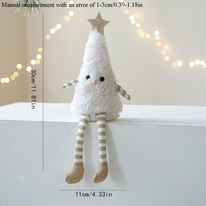 Cute Plush Christmas Tree Figurine Pendant with Stars & Striped Socks - Pink, White Green Fabric Holiday Decor for Home Living Room Windows No Electricity Needed Perfect for Xmas New Year Winter Tailgate Parties Halloween Fal