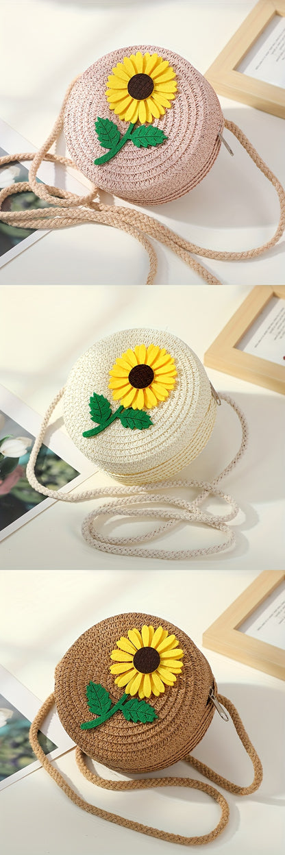 Chic Summer Straw Crossbody Bag for Youngsters - Durable, Zip Closure, Perfect for Beach & Everyday Use
