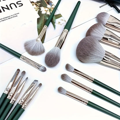 14 green cloud makeup brush set soft bristle loose plastered concealer brush full set of student affordable high quality portable brushes, Makeup Brushes Set, Makeup Brushes Set with Case, Makeup Brushes Set Professional, Mak
