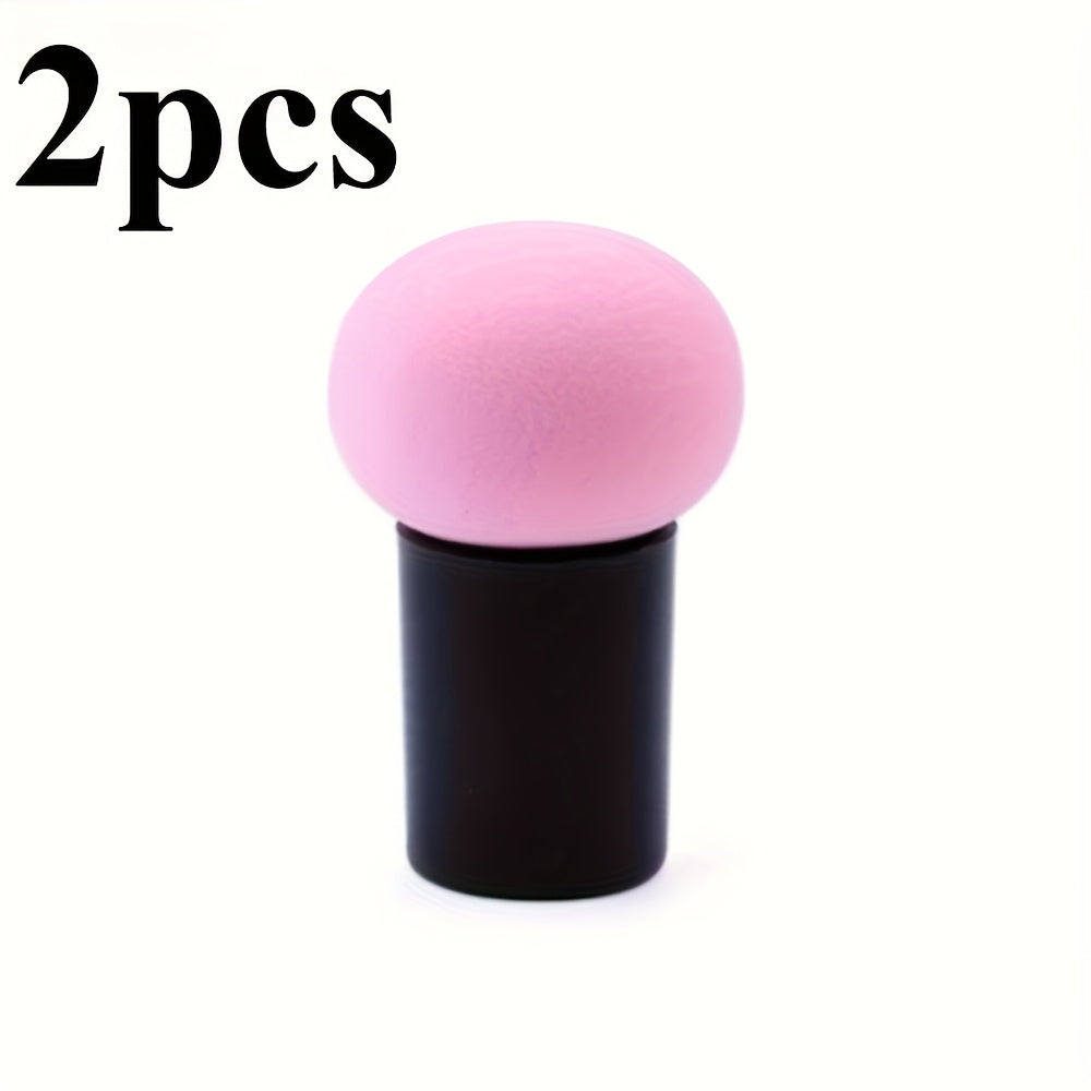 2pcs Handle Mushroom Makeup Sponge Portable Makeup Powder Puff Suitable for Wet and Dry Use Face Mushroom Head Makeup Sponge Foundation Makeup Sponge Powder Puff Beauty Tool Smooth Sponge